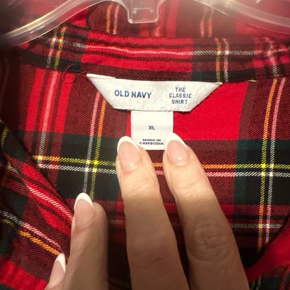 Old Navy Classic Plaid Flannel Shirt Red & Green Tartan | Size XL - Picture 2 of 6